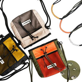 撥水ショルダーバッグ メンズ [M便 1/1] 男女兼用 ミニバッグ ショルダー 斜め掛け バイカラー 防水 メッシュ 巾着 軽量 サコッシュ BAG かばん カバン 鞄 サブバッグ 旅行 通勤 通学 キャンプ アウトドア レジャーバッグ フェス スマホ入れ ポシェット スマホポー