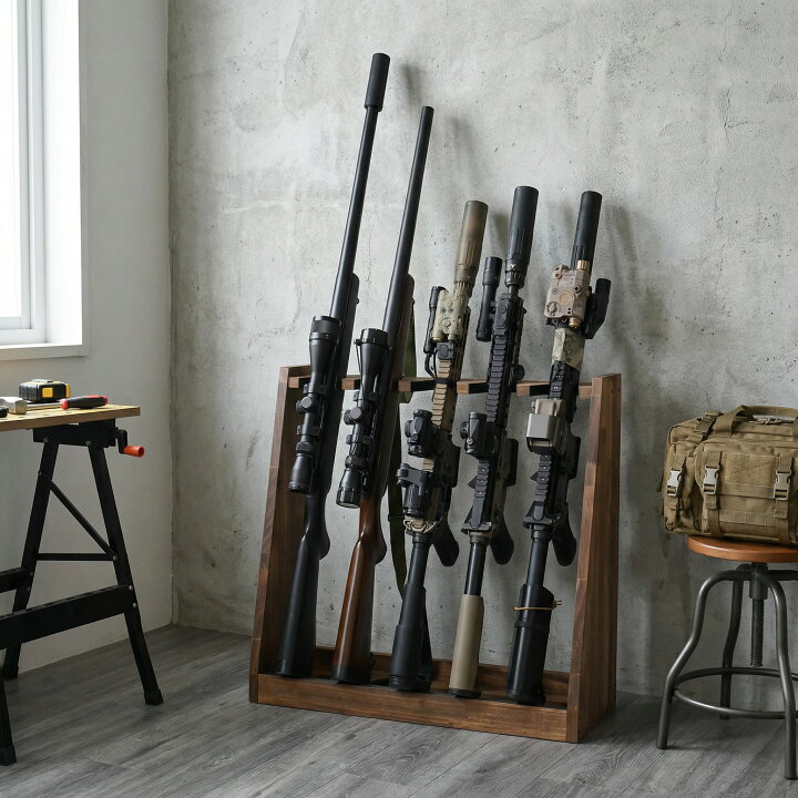 楽天市場】月間優良ショップ連続受賞 WOODWORKS ガンラック 5丁掛 