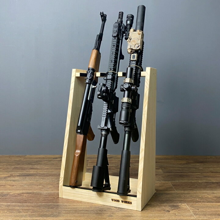 楽天市場】月間優良ショップ連続受賞 WOODWORKS ガンラック 3丁掛 （色 