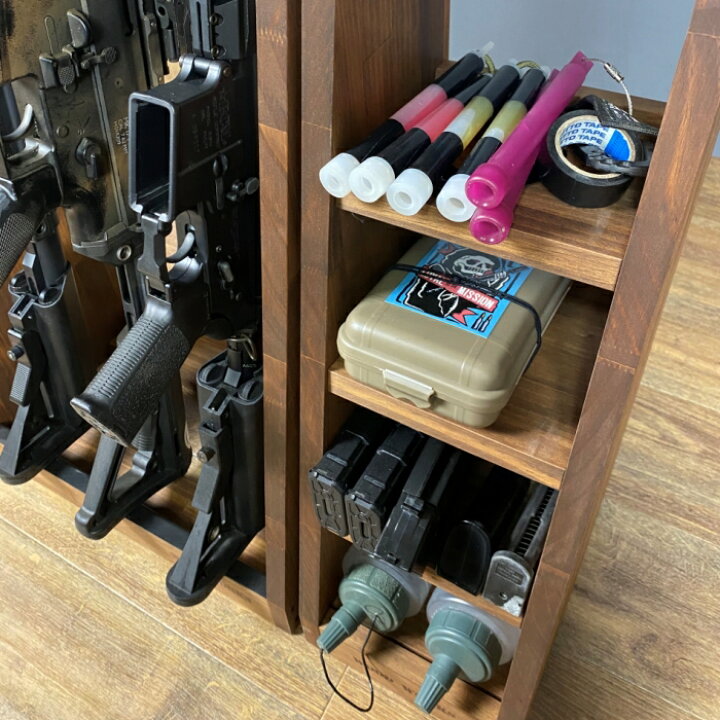 楽天市場】月間優良ショップ連続受賞 WOODWORKS ガンラック 3丁掛 + 