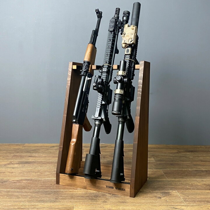 楽天市場】月間優良ショップ連続受賞 WOODWORKS ガンラック 3丁掛 （色 