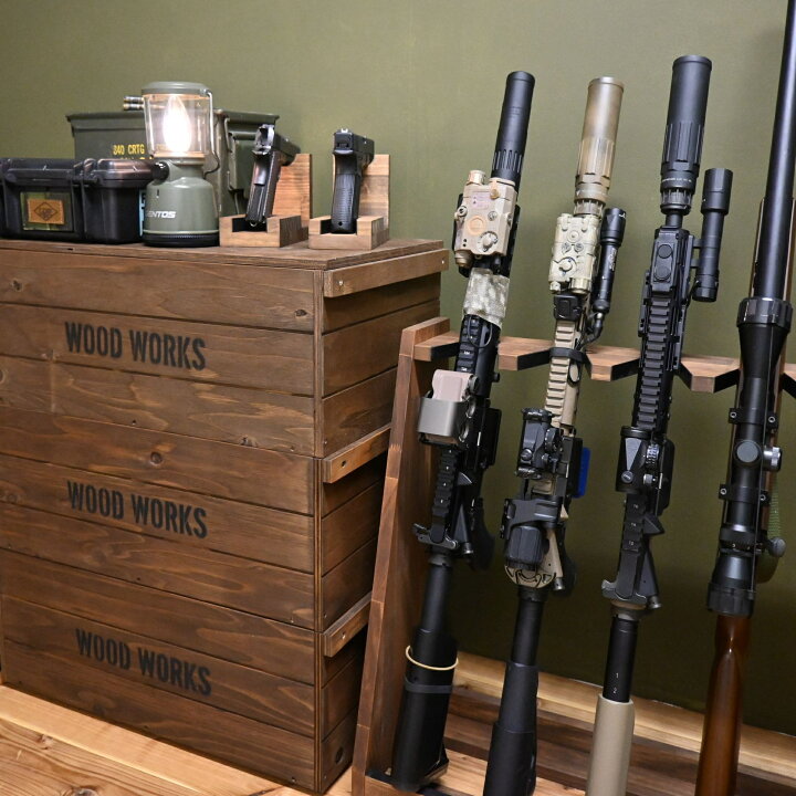 楽天市場】月間優良ショップ連続受賞 WOODWORKS ガンラック 5丁掛 