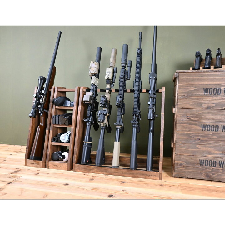 楽天市場】月間優良ショップ連続受賞 WOODWORKS ガンラック 3丁掛 + 