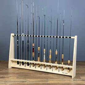 月間優良ショップ連続受賞 WOODWORKS ロッドスタンド 20本掛 （色：ナチュラル） 木製 日本製 片面タイプ 【 釣竿 収納 釣竿立て リール ルアーロッド 】 2025年2〜4月度 月間優良ショップ受賞