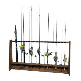 月間優良ショップ連続受賞 WOODWORKS ロッドスタンド 20本掛 （色：ブラウン） 木製 日本製 片面タイプ 【 釣竿 収納 釣竿立て リール ルアーロッド 】 2025年2〜4月度 月間優良ショップ受賞