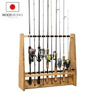 月間優良ショップ連続受賞 WOODWORKS ロッドスタンド 19本掛 （色：ライトブラウン） 木製 日本製 両面タ…