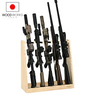 月間優良ショップ連続受賞 WOODWORKS ガンラック 5丁掛 （ 色：ナチュラル） 木製 日本製 【 ライフルス…