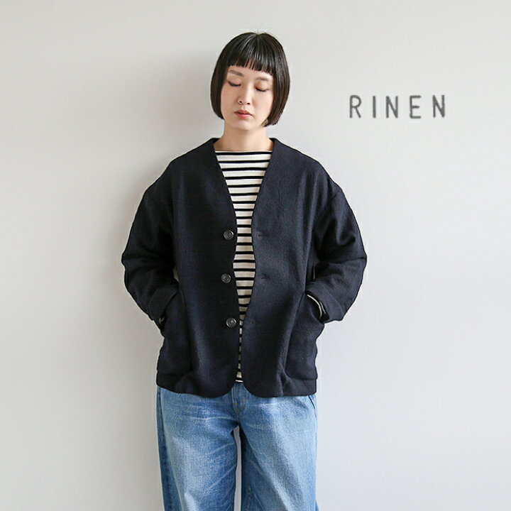 楽天市場】RINEN(リネン)2/48ウール綾織 ノーカラージャケット [r20203 