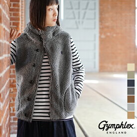 [J-1069PL]Gymphlex(ジムフレックス) くるみボタンフード付きボアベスト