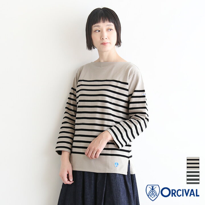 楽天市場 6803 Orcival オーチバル オーシバル ラッセル編みパネルボーダー7分袖カットソー バスクシャツ メール便対応可 Woody House Online