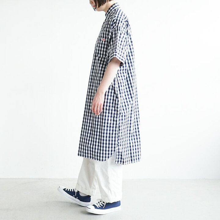 極美品！DANTON ロングワイドシャツワンピース サイズ36 ギンガム  