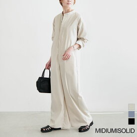 【50%OFF】[1-155066]MIDIUMISOLID(ミディウミソリッド) no collar jumpsuit(ノーカラージャンプスーツ)/レディース/オールインワン/オーバーオール/サロペットパンツ