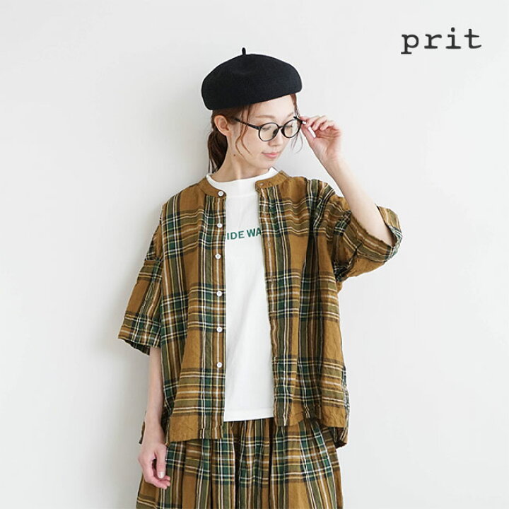 楽天市場】[p82216/P82363]prit(プリット)60/1リネンチェック5分袖 