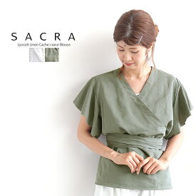 【70%OFF】[118210031]SACRA(サクラ) リヨセルリネンカシュクールブラウス　FZ