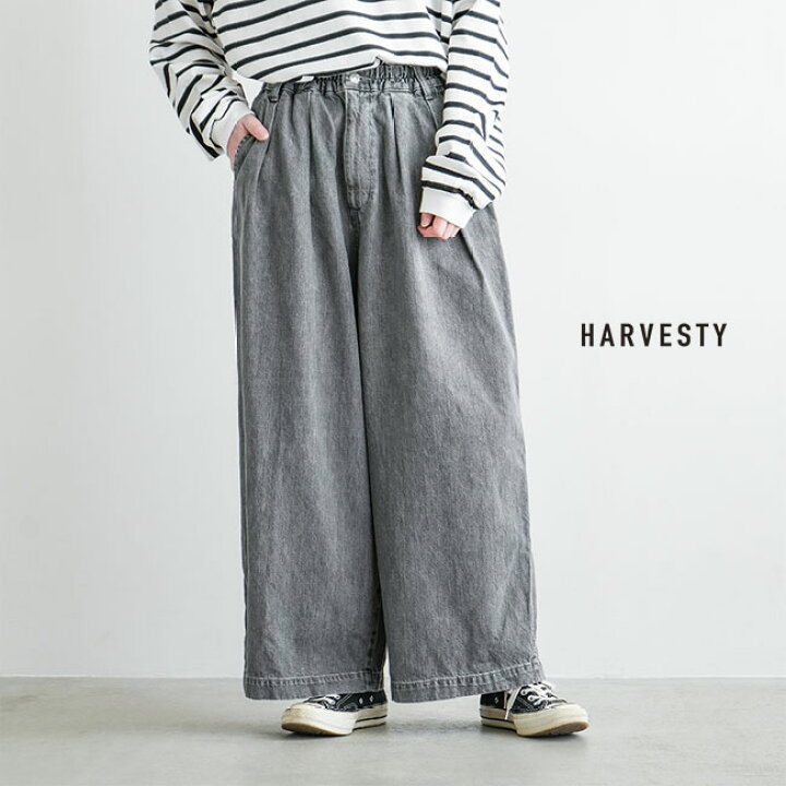 楽天市場】[A12411]HARVESTY(ハーベスティ) BLACK DENIM CIRCUS BAGGY 