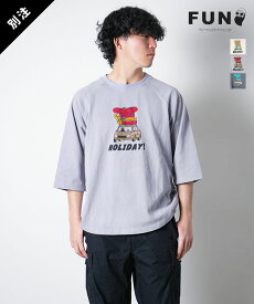 [M-2310257]modem design(モデムデザイン) WOODY別注 おじさんプリント ラグランTee "HOLYDAY!"