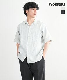 [2403ia4]WORKERS(ワーカーズ)Open Collar Shirt Linen Short Sleeve オープンカラー シャツ リネン ショートスリーブ