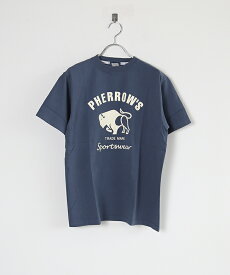[24S-PT2]Pherrow's(フェローズ) 別注色あり 半袖プリントTシャツ BUFFALO LOGO