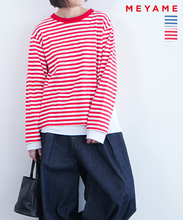 楽天市場】[MEY-1739]MEYAME(メヤメ)BORDER DOUBLE LONG SLEEVE TEE  