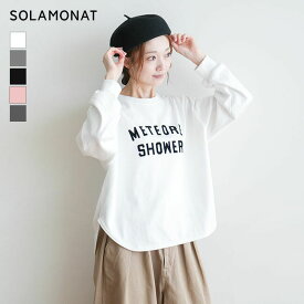 ◇[SMA-PEN-RD-LT-PT]SOLAMONAT(ソラモナ) ペンネ天竺メンズライクプリントプルオーバー レディース トップス ロンT カットソー スウェット トレーナー【日本製】