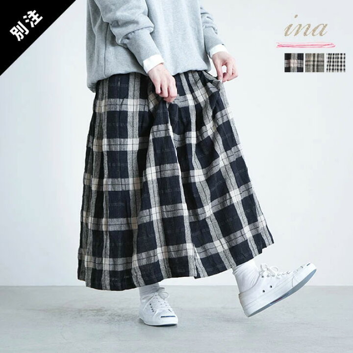 楽天市場】[232168]ina(イナ) 別注 ウールチェックタックスカート 