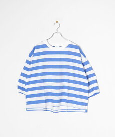 [7251C-019]NATURAL LAUNDRY(ナチュラルランドリー) 別注カラーあり クラフトパネルワイドプルオーバー トップス ブラウス ボーダー