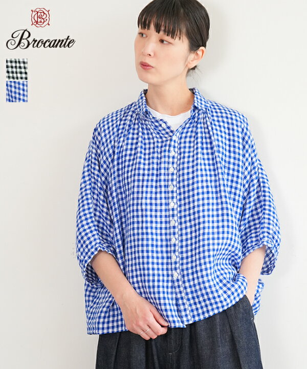 楽天市場】Brocante(ブロカント) フレンチリネングランシャツ ギンガム 