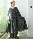【SALE 20%OFF】[252150]ina(イナ) ウエスト切替シアーワンピース シャツワンピース ロング マキシ Vネック コットン 綿[25pr]