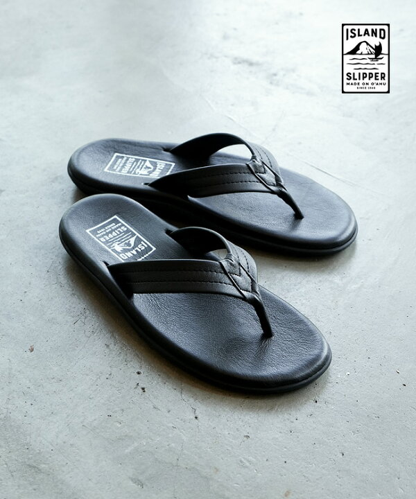 トングサンダル ISLAND SLIPPER アイランドスリッパ Classic Leather Black Thomg クラシックレザーブラック トングサンダル PB202