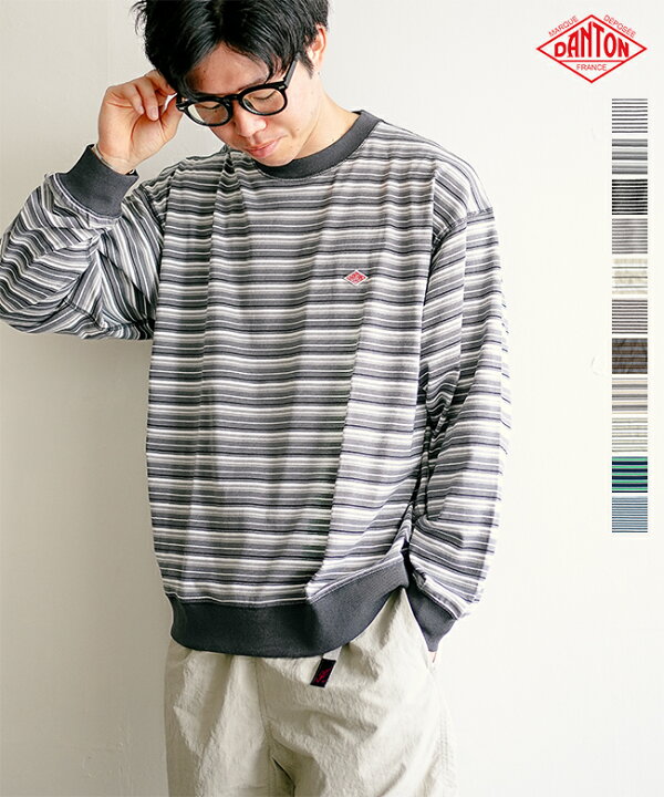 楽天市場】◇DANTON(ダントン) ストライプロングスリーブTシャツ 