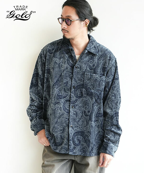 楽天市場】gold(ゴールド) PAISLEY PATTERN INDIGO VELVETEEN OPEN 
