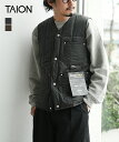 [TAION-001BWK]TAION(タイオン) WORK V NECK BUTTON DOWN VEST ワークVネック ボタン ダウンベスト メンズ レディース…