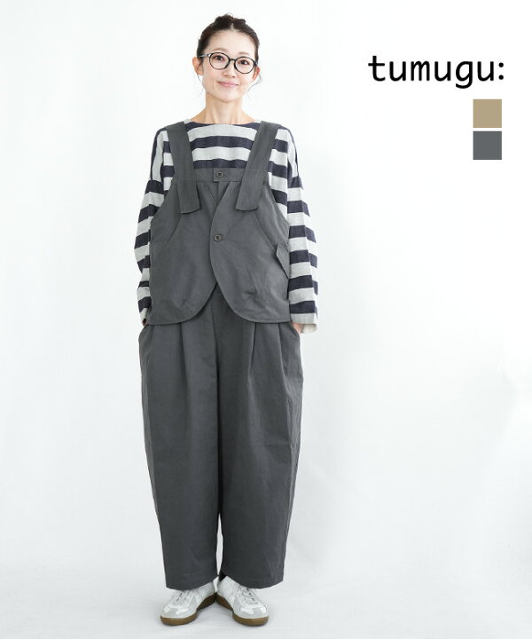 楽天市場】tumugu(ツムグ) コットンナイロンサロペット レディース 