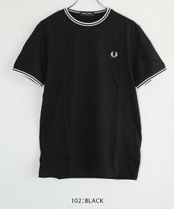 FRED PERRY(�t���b�h�y���[) TWIN TIPPED-T-SHIRT �c�C�� �e�B�b�v�h T�V���c �����Y ���f�B�[�X ���j�Z�b�N�X�g�b�v�X �J�b�g�\�[ �N���[�l�b�N ��� �����y���[���֑Ή��z[M1588V]