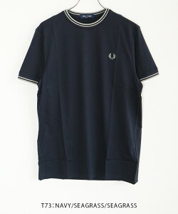FRED PERRY(�t���b�h�y���[) TWIN TIPPED-T-SHIRT �c�C�� �e�B�b�v�h T�V���c �����Y ���f�B�[�X ���j�Z�b�N�X�g�b�v�X �J�b�g�\�[ �N���[�l�b�N ��� �����y���[���֑Ή��z[M1588V]