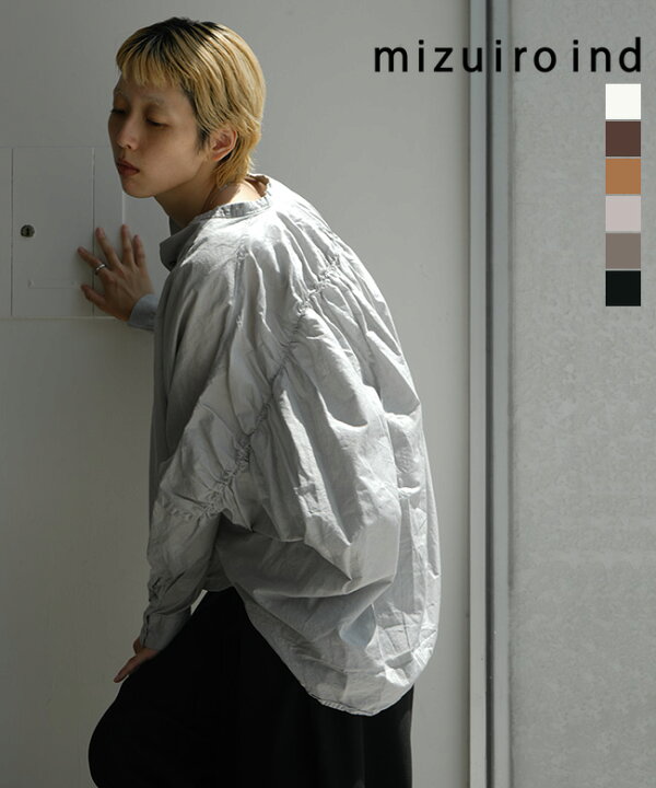 楽天市場】mizuiro ind(ミズイロインド) back gather wide shirt 