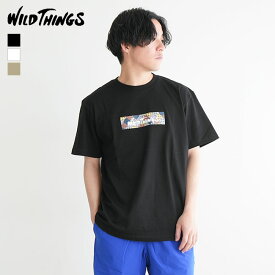 【30%OFF】[WT23046K]WILD THINGS(ワイルドシングス) パターンボックスロゴTシャツ/メンズ/トップス/プリントTシャツ/半袖/クルーネック/ブランド
