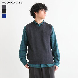[M2301]MOONCASTLE(ムーンキャッスル)Wool Heavy Weight Vest(ウールヘビーウェイトベスト) メンズ ニットベスト セーター Vネック