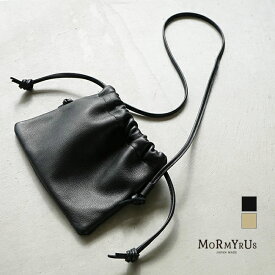 [M-154]【保存袋あり】MORMYRUS(モルミルス) レザー巾着ショルダー