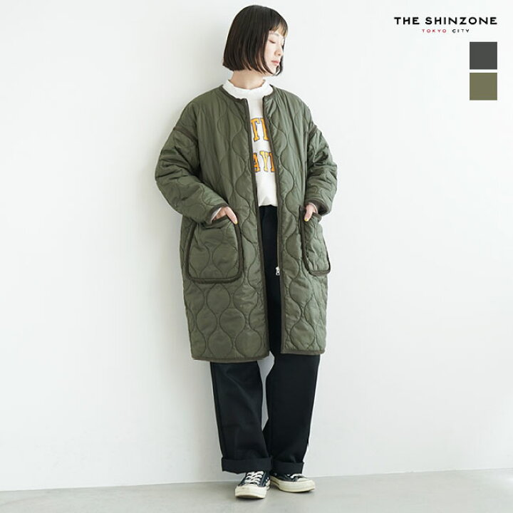 試着のみTHE SHINZONEザ シンゾーン キルティングコート カーキ 頻繁 