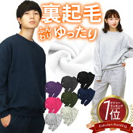 スウェット 上下 セット セットアップ 裏起毛 起毛 綿 無地 S M L LL 2L 3L XL XXL あったか 暖かい ルー…