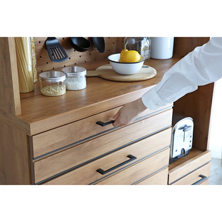 楽天市場】食器棚 レンジ台 完成品 幅105cm ブラウン 木製 北欧 