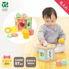 【名入れ無料】はじめてのつみき もぐもぐボックス【 ウッディプッディ 木のおもちゃ 0歳 知育玩具 8ヶ月 知育 積み木 子ども 木製 WOODYPUDDY パズル つみき 型はめ かたはめ ブロック ポットン落とし 天然木 1歳 10か月クリスマス プレゼント 】