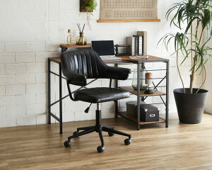 パソコンデスク チェア セット キャスター 椅子付き 西海岸 pc台 机 幅 l型 l字110 奥行60 高さ84 オフィス 安い ゲーム ナチュラル 鉄脚 ダークブラウン 茶色 モニター台 卓上 モニタースタンド