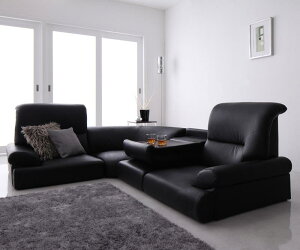 コーナーソファ コーナーソファー L字 l字型 l型 3人 三人 4人 四人 高級 おしゃれ リビング 座椅子 ローソファ ハイバック レザー 革 合皮 ( ハイバックフロアコーナーソファ 4点 ブラック 黒 )