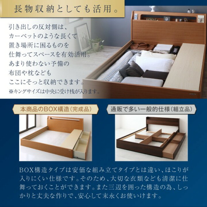 楽天市場】ダブルベッド 2人 マットレス付き チェストベッド ミドル 