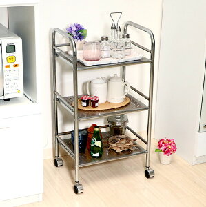 キッチンワゴン キャスター付き 3段 スチールラック メタル 天板 炊飯器 スリム 作業台 幅40 奥行32 高さ75 アイアン 移動式 薄型 軽量 コンパクト 小型 収納 隙間 安い 調理台 調味料 料理 小さ