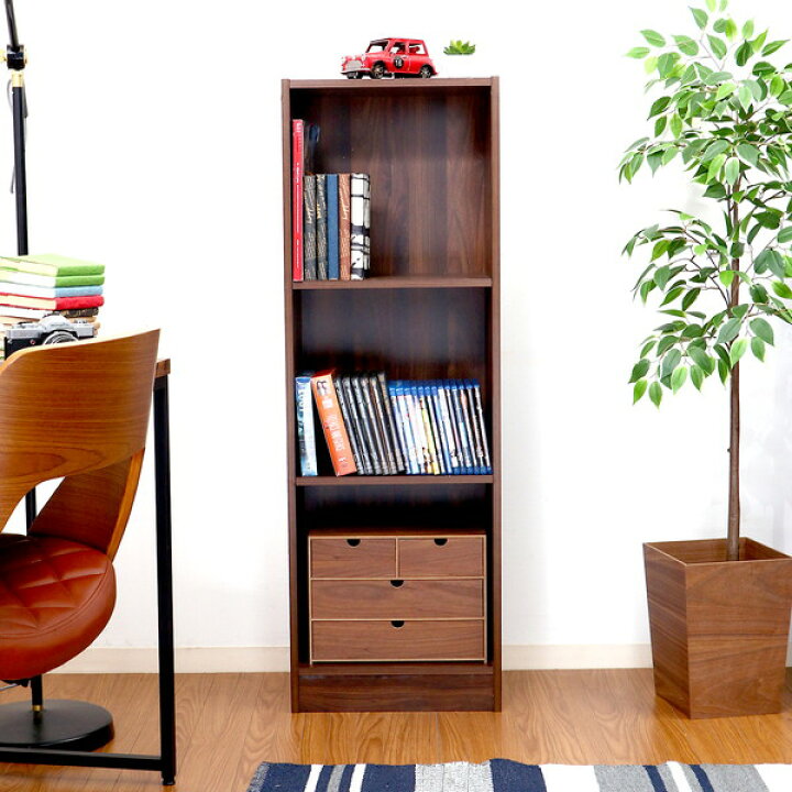 楽天市場 本棚 おしゃれ 北欧 安い 収納 整理 棚 ラック 大容量 子供 シェルフ 書棚 単行本 コミック 文庫本 漫画 マンガ Cd Dvd マガジンラック ブラウン 幅42 奥行29 高さ1 Woods ウッズ