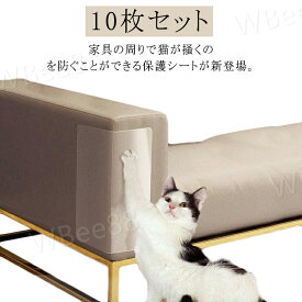 爪とぎ防止シート 汚れ防止 家具保護シート ソファ保護 壁 傷保護シート 10枚セット 壁紙 柱 貼るだけ しつけ用 透明 爪とぎ対策 画鋲付き 猫爪とぎ防止ステッカー
