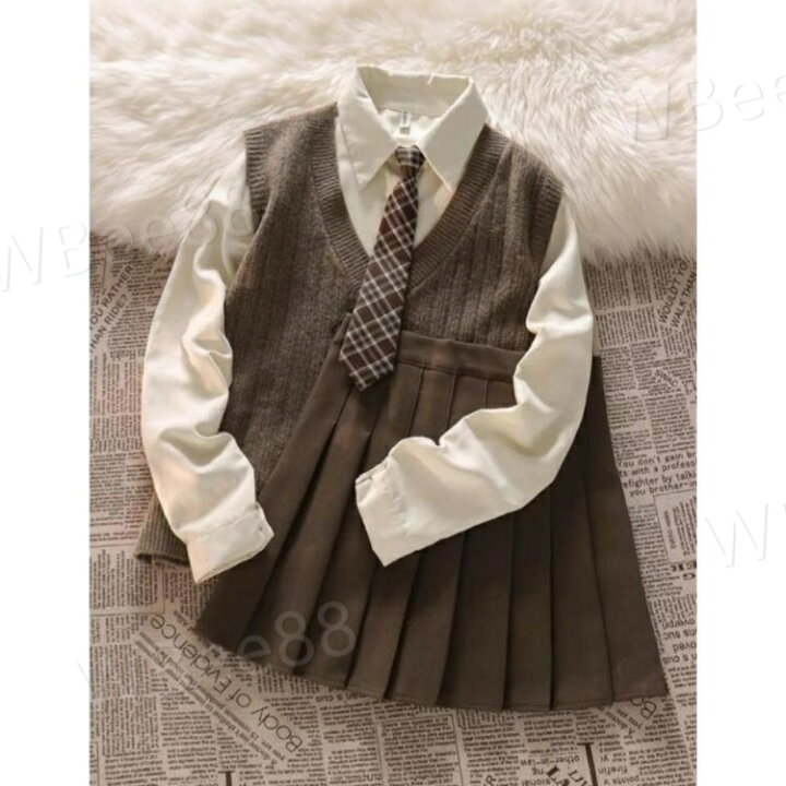 楽天市場】制服 レディース 4点セット ニットベスト 長袖シャツ 